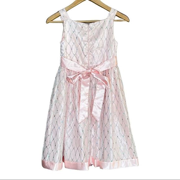 CINDERELLA SWEET & Sparkly Satin Metallic Mesh Overlay Crinoline Party Dress - Picture 5 of 7